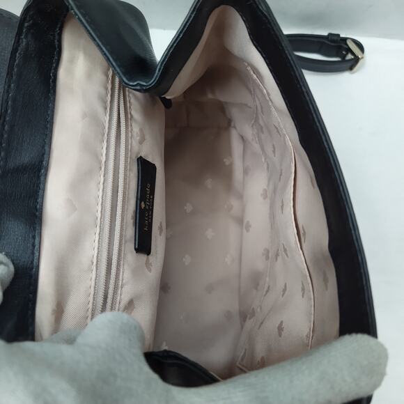 Kate Spade New York Black Leather Pushlock Flap Top Handle Backpack main image 10